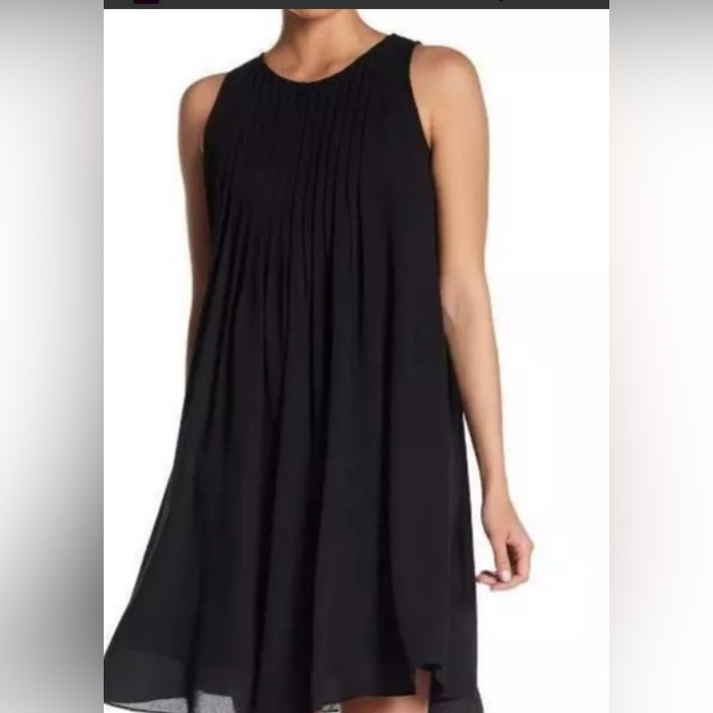 Nanette Lepore black sleeveless dress, pleats @ the neckline, size 6, LBD,